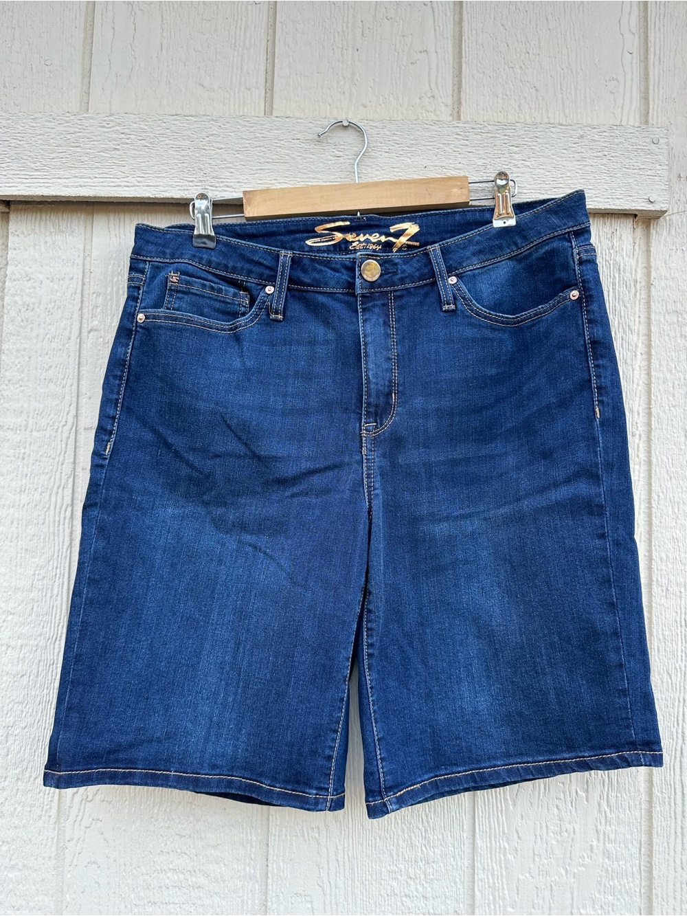Seven7 Dark Blue Denim Jean Shorts